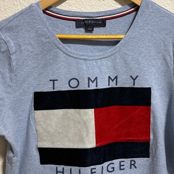 Tommy Hilfiger graphic logo light‎ blue women's large - Picture 6 of 8